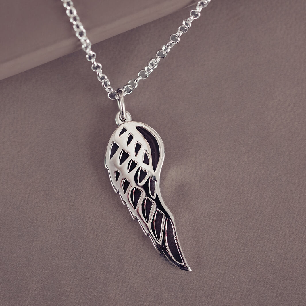 Cremation Ashes Angel Wing Necklace