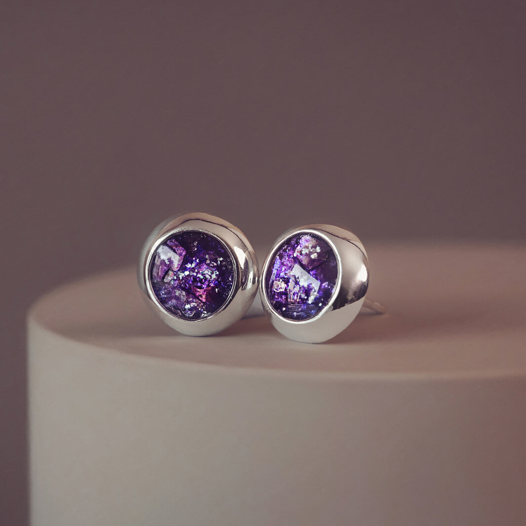 Cremation Ashes Round Earring Studs