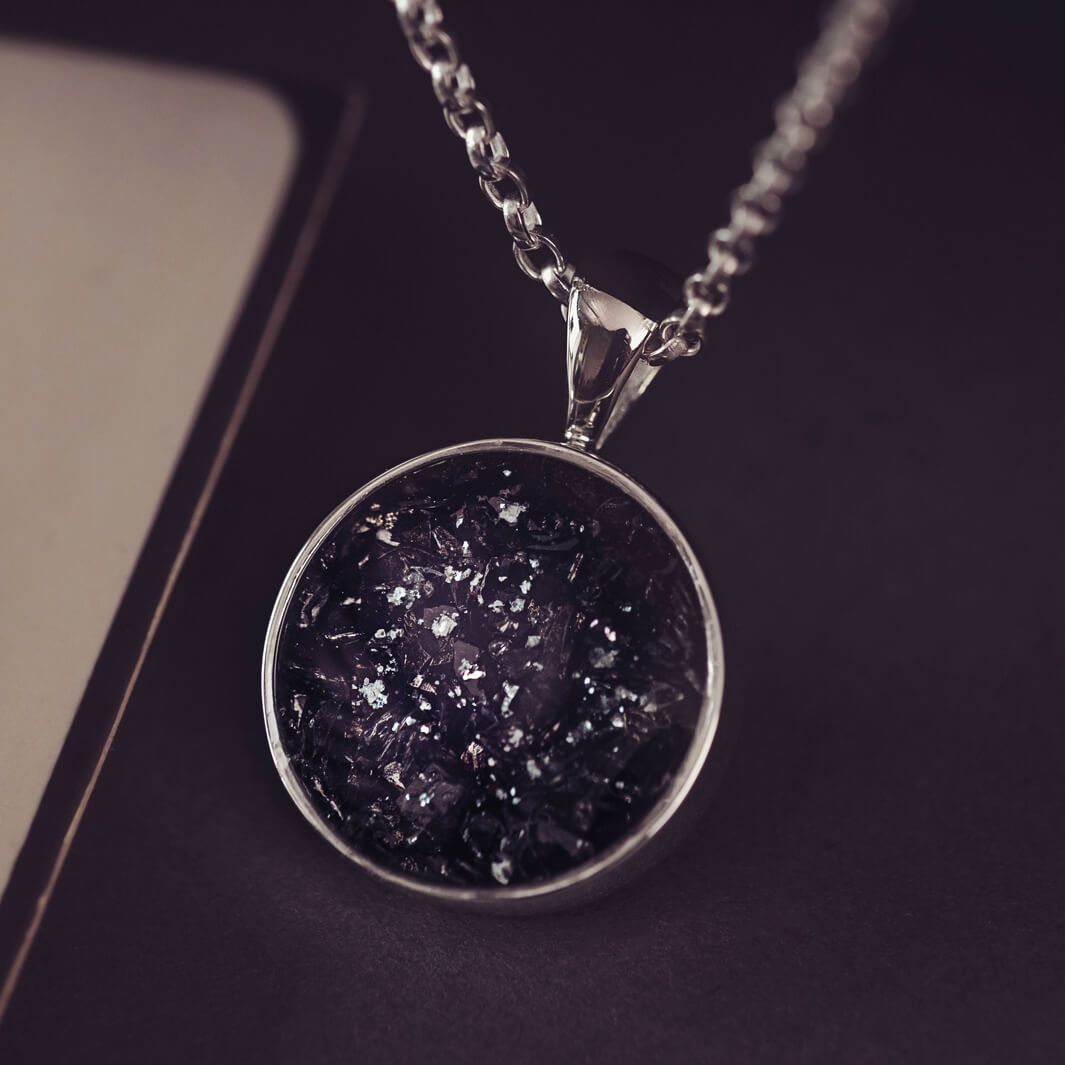 Cremation Ashes Round Pendant Necklace