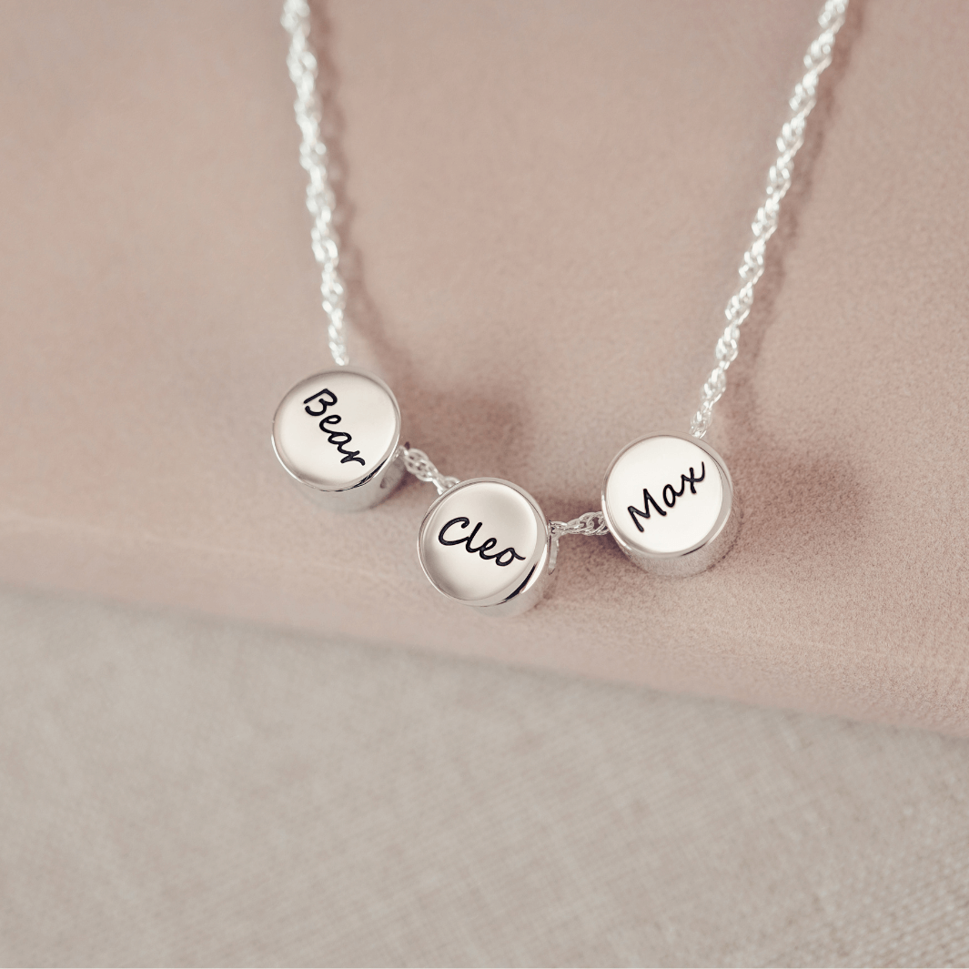 Family Necklace, Three Pawprint Charms