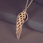 Gold Cremation Ashes Angel Wing Necklace