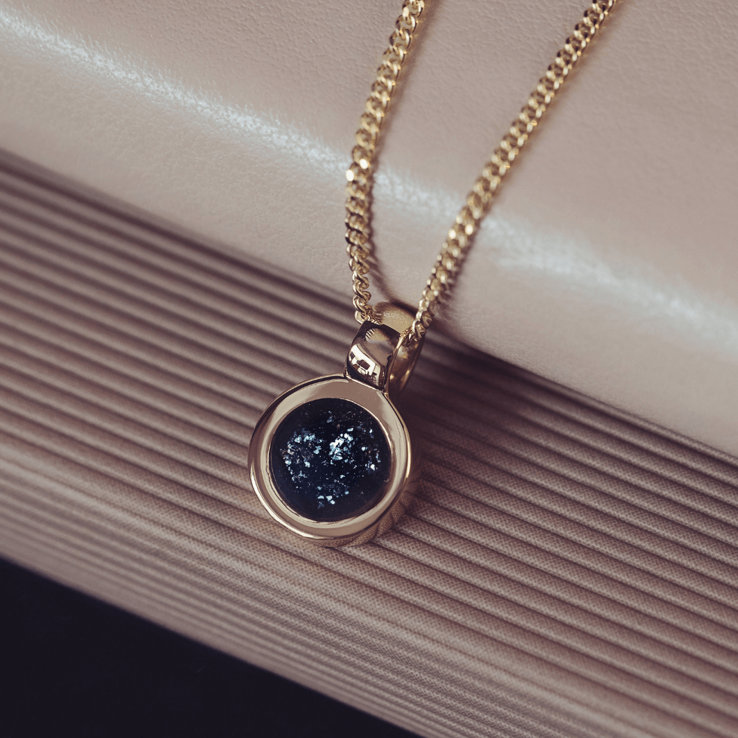 Gold Cremation Ashes Small Round Necklace