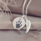 Handprint Or Footprint Necklace With Angel Wing