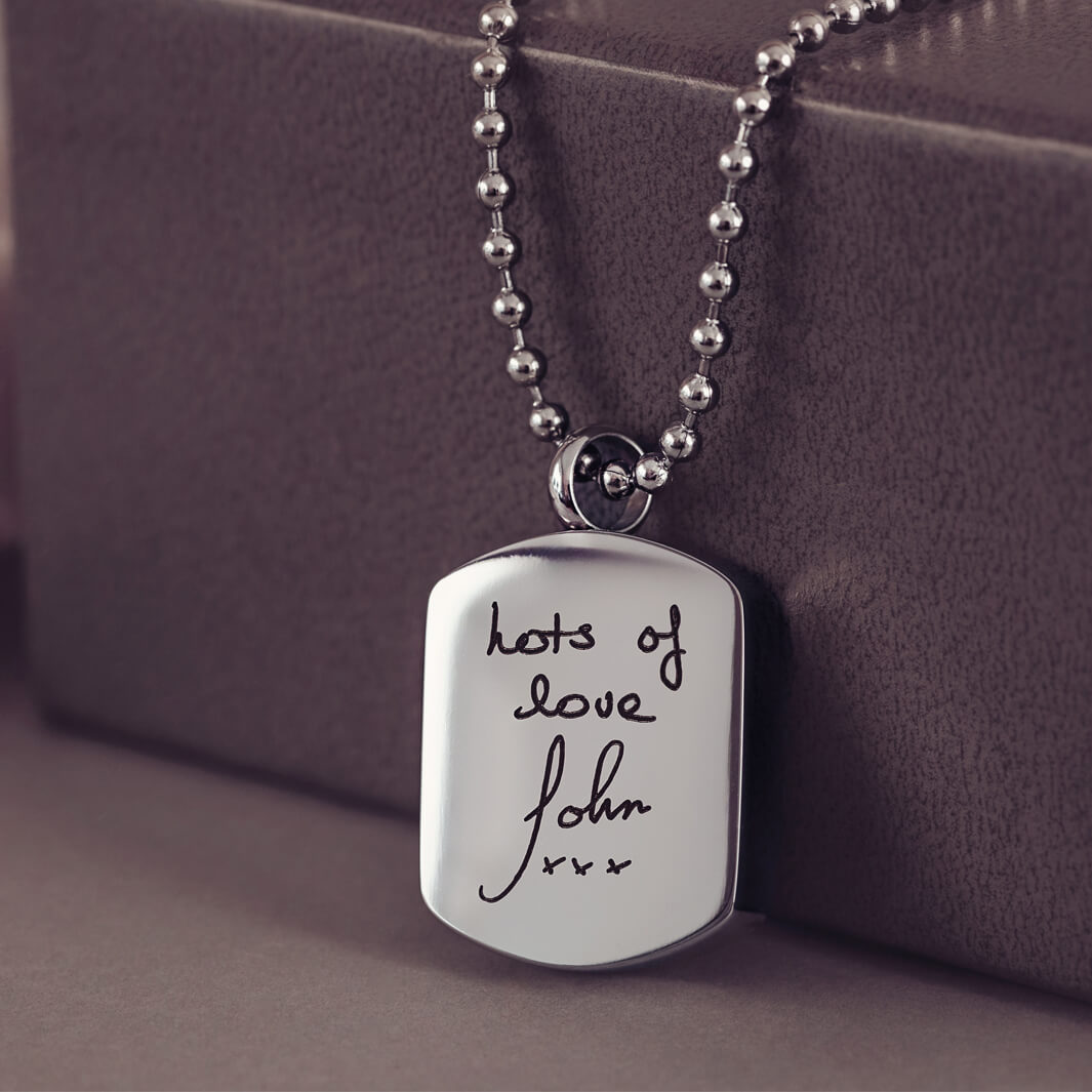 Handwriting Dog Tag Ashes Urn Necklace