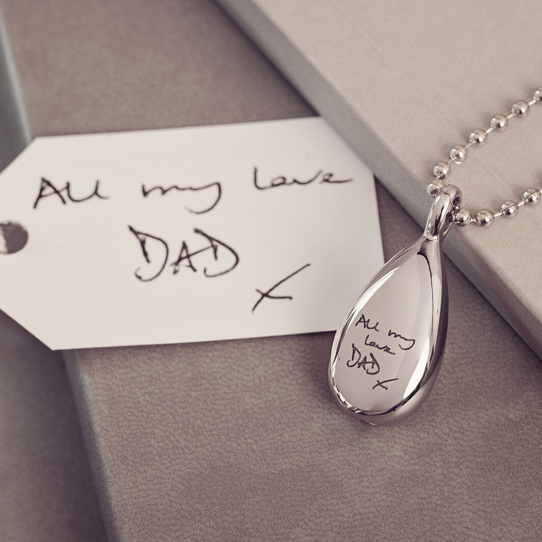 Handwriting Teardrop Cremation Urn Necklace