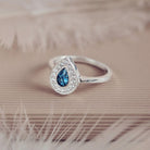 Memorial Ashes Teardrop Sparkle Ring Blue