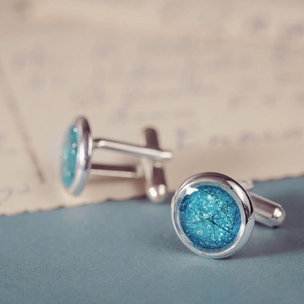 Memorial Hair Round Cufflinks