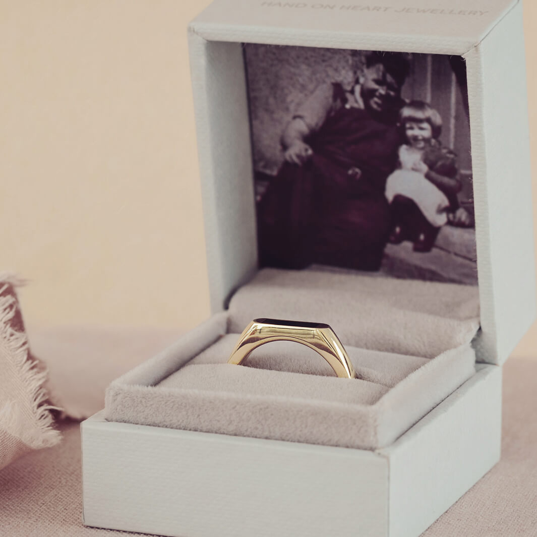 Mens Gold Cremation Ashes Ring