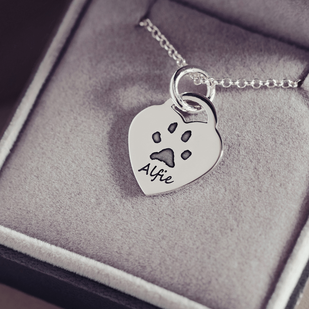 Pawprint Lock Heart Necklace