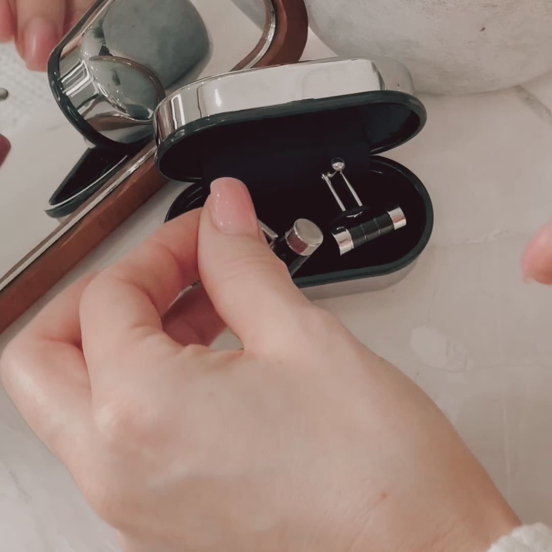 Video showing how to put cremation ashes into cufflink using a small funnel 