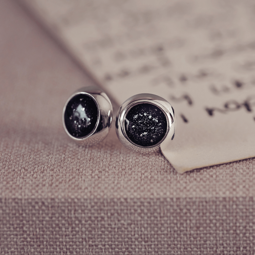 Cremation Ashes Round Earring Studs