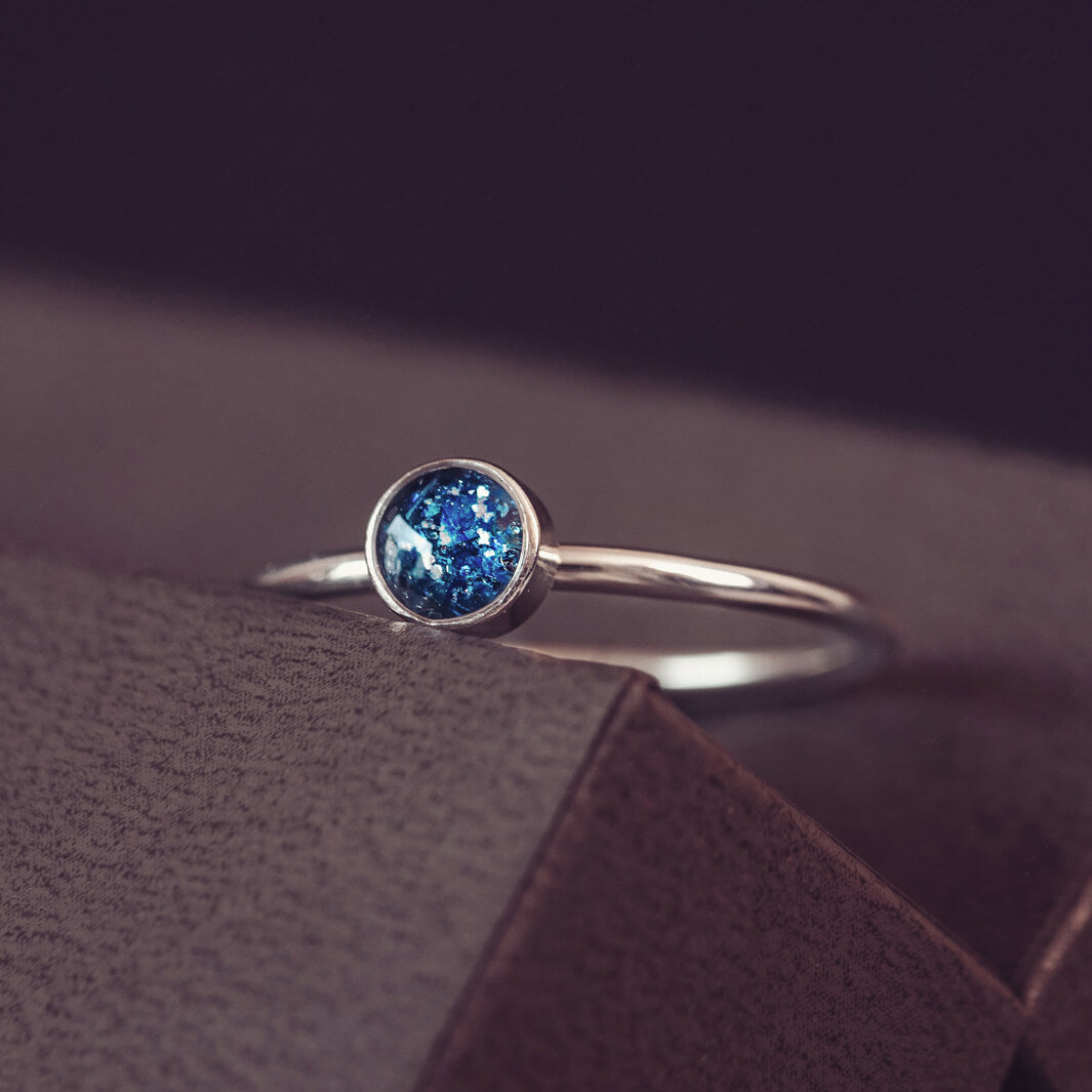 Silver Cremation Ashes Bezel Ring