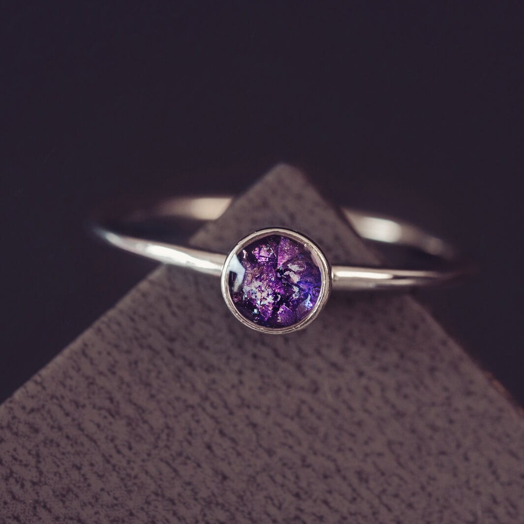 Silver Cremation Ashes Bezel Ring