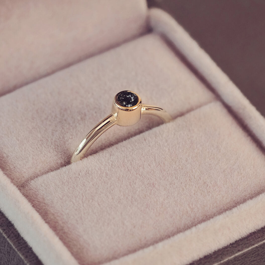 Women's Gold Cremation Ashes Bezel Ring