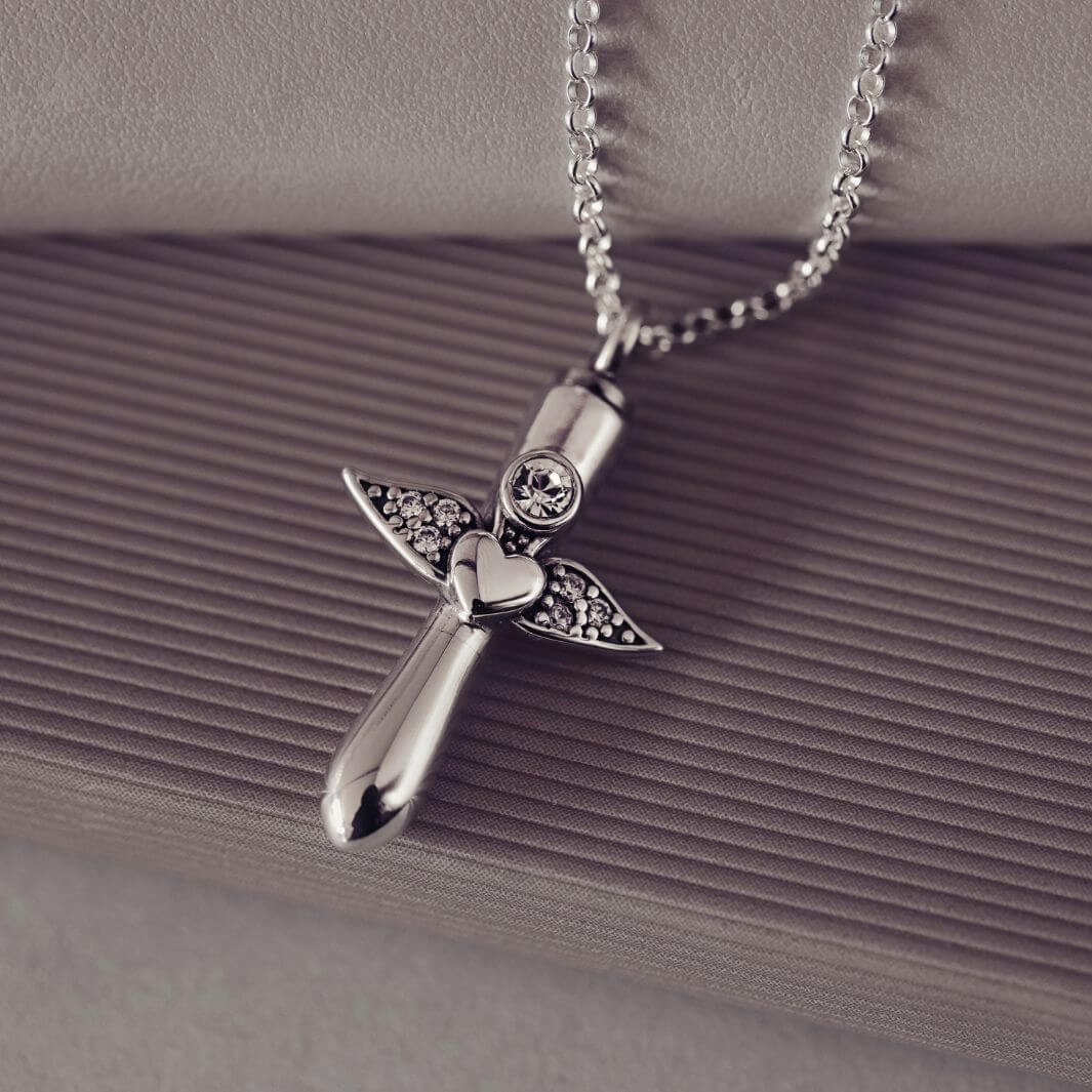 Angel Wing Ashes Urn Necklace