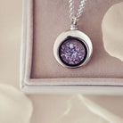 Floating Crystal Round Ashes Urn Necklace Lilac