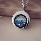 Floating Crystal Round Ashes Urn Necklace Royal Blue