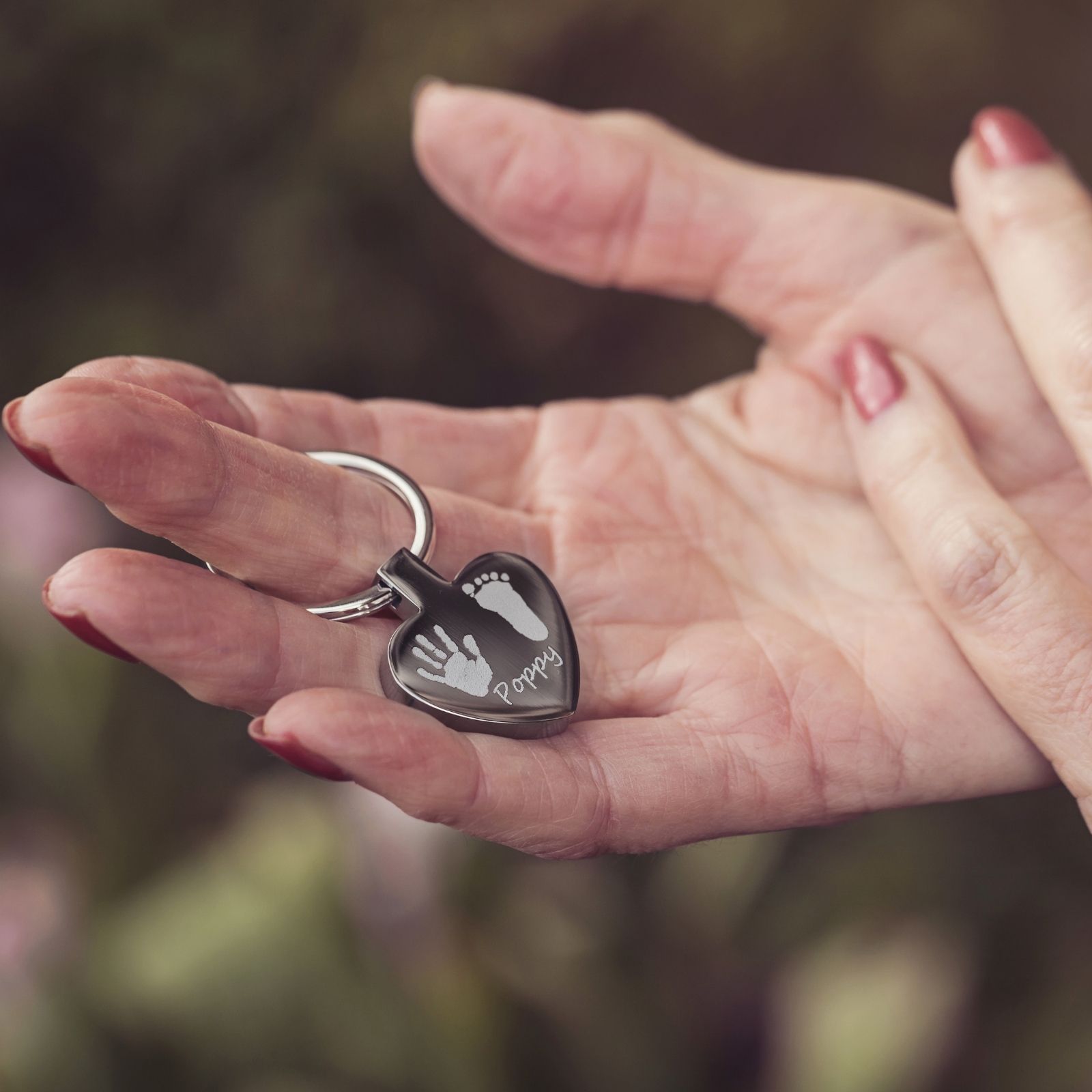 Handprint Heart Keyring