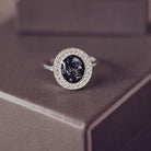 Memorial Ashes Oval Sparkle Ring Black