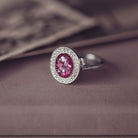 Memorial Ashes Oval Sparkle Ring Pink