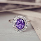 Memorial Ashes Oval Sparkle Ring Purple