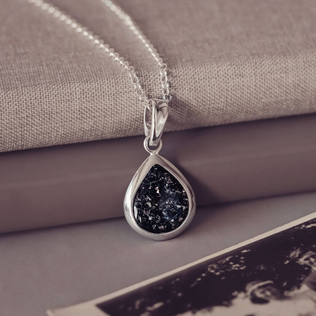 Memorial Ashes Peardrop Necklace Black