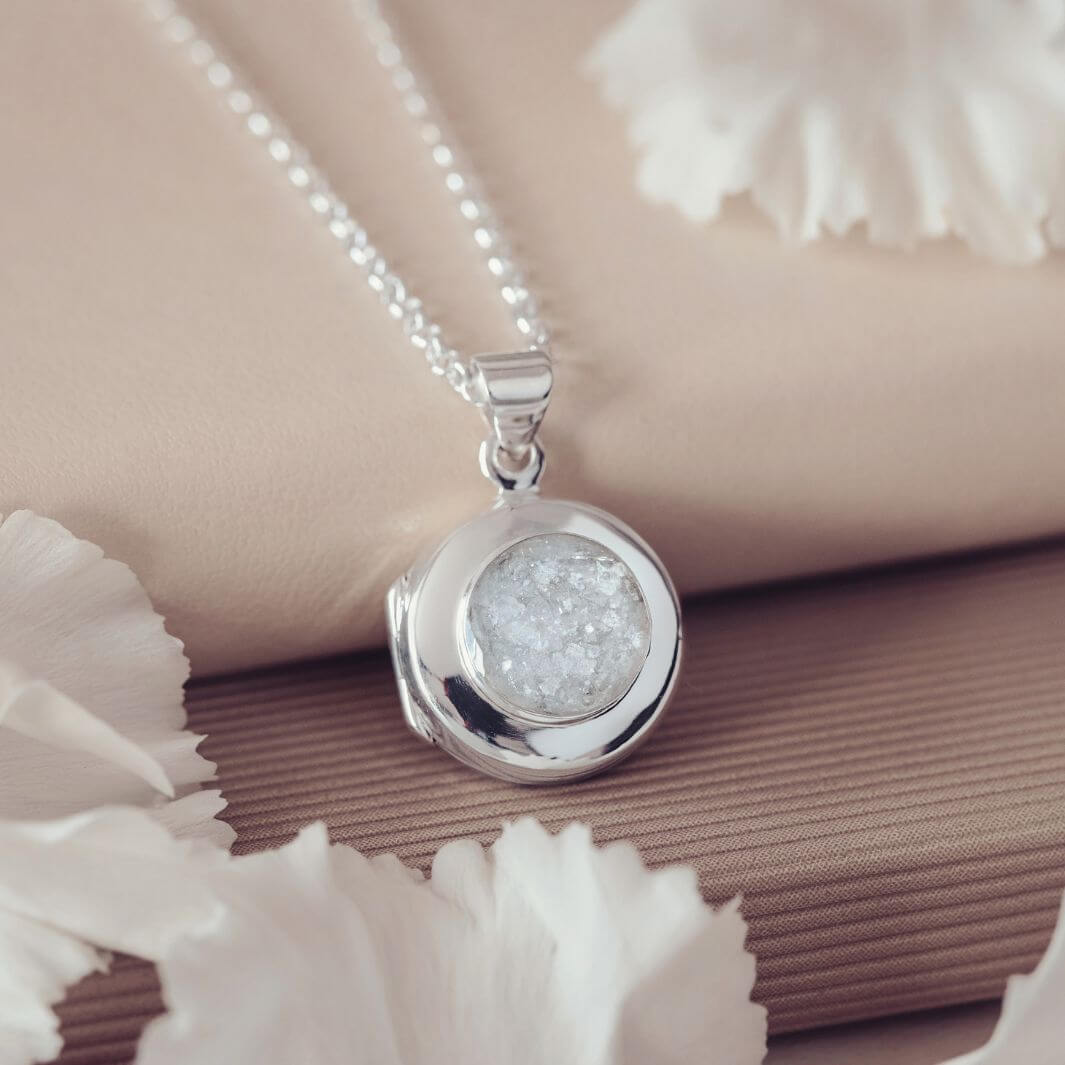 Memorial Ashes Round Locket Necklace Clear