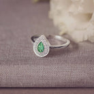 Memorial Ashes Teardrop Sparkle Ring Green