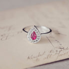 Memorial Ashes Teardrop Sparkle Ring Pink