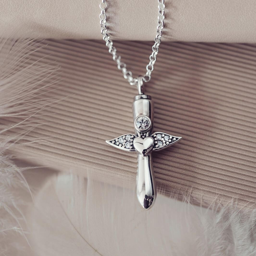 Angel Wing Ashes Urn Necklace