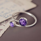 Womens Cremation Ashes Adjustable Ring Purple