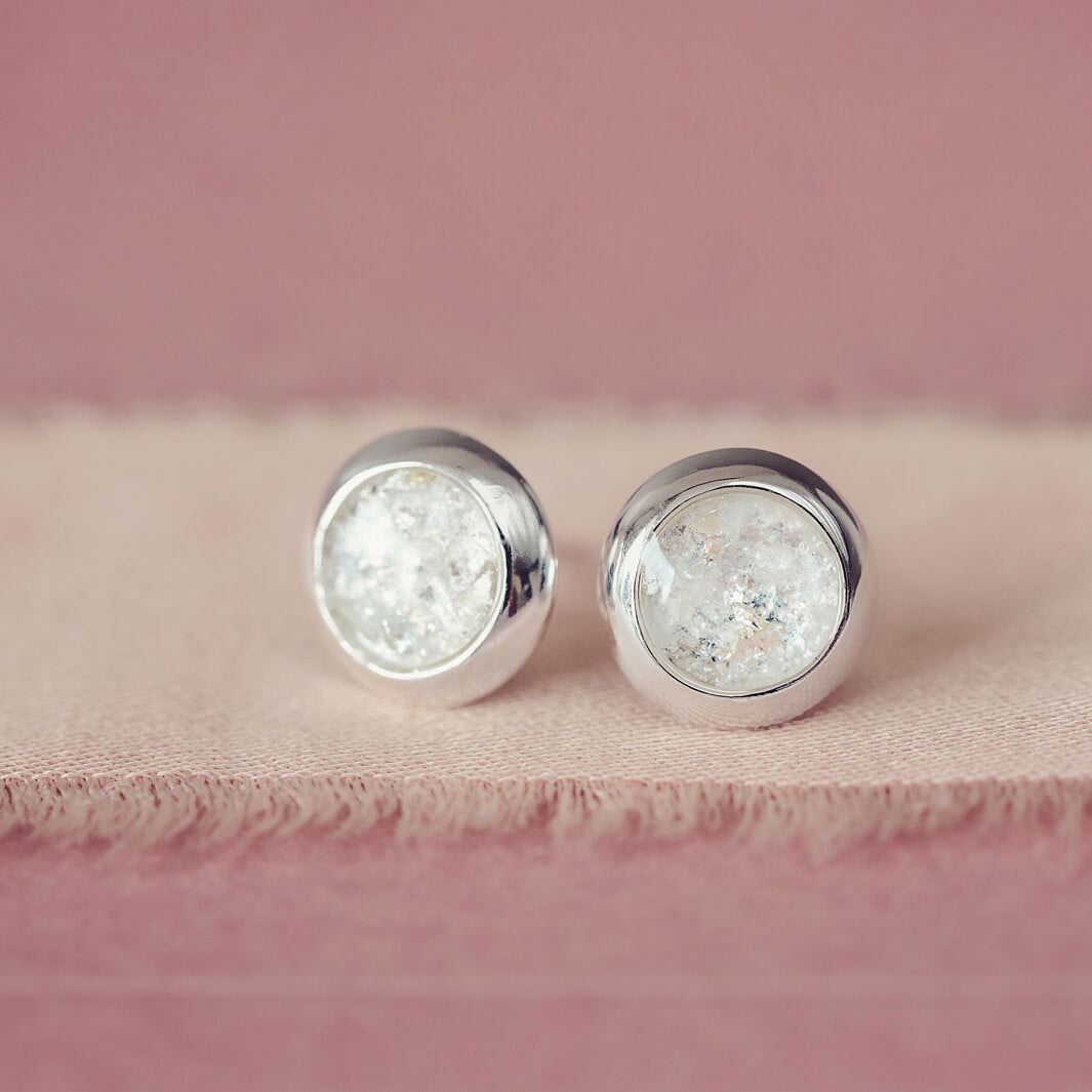 cremation ashes round earrings studs