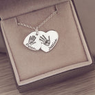 Handprint or Footprint Descending Heart Necklace, Two Prints And Two Names Necklace Handonheartjewellery