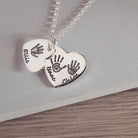 Handprint or Footprint Descending Heart Necklace, Three Prints And Three Names Necklace Handonheartjewellery