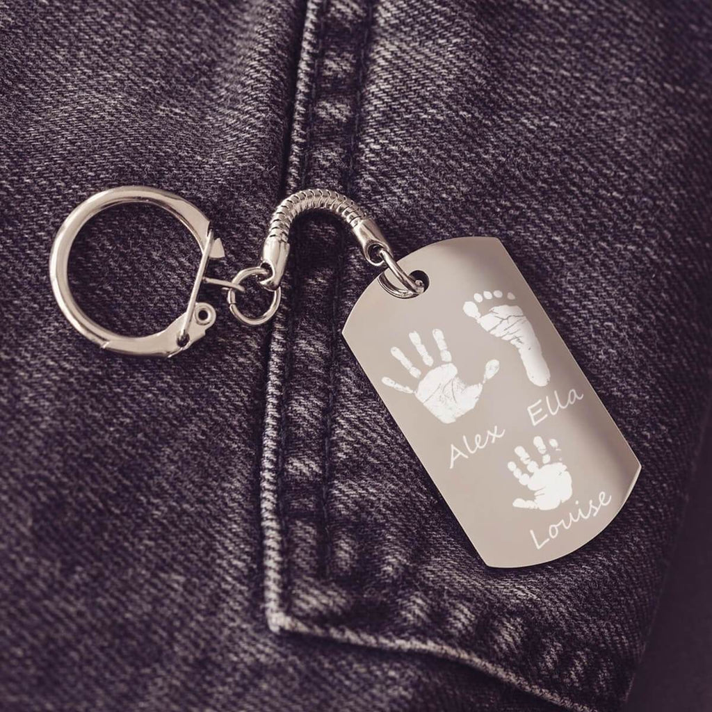 Personalised Pawprint Heart Leather Keyring  Your Pet's own Paw Print -  Hold upon Heart