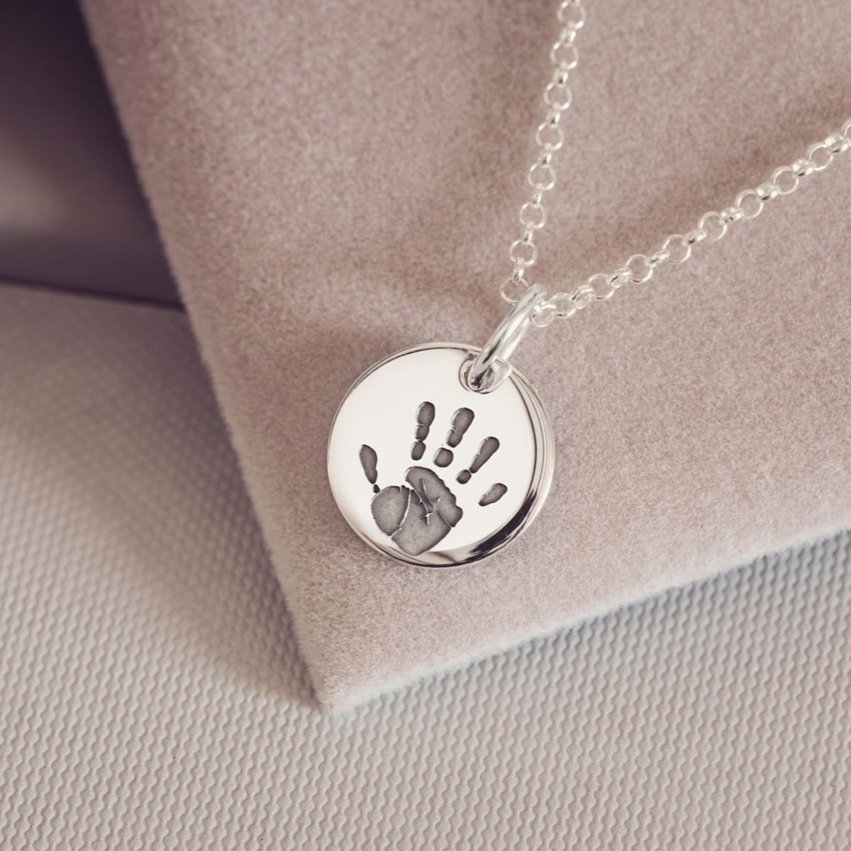 Handprint Or Footprint Round Charm Necklace, One Charm Necklace Handonheartjewellery