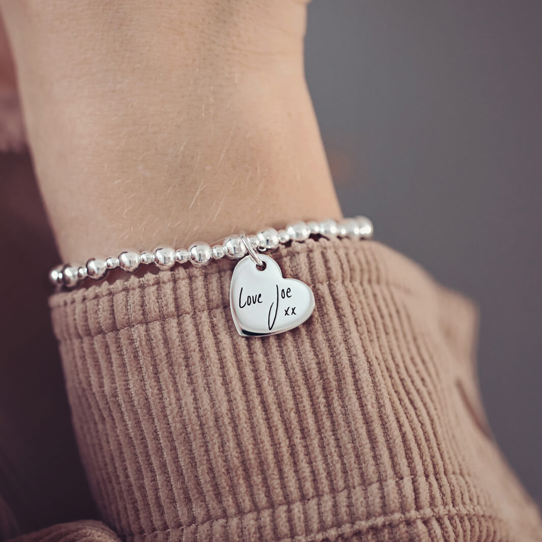 Handwriting Silver Charm Bracelet