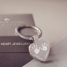 Handprint Heart Keyring With Two Children's Handprints