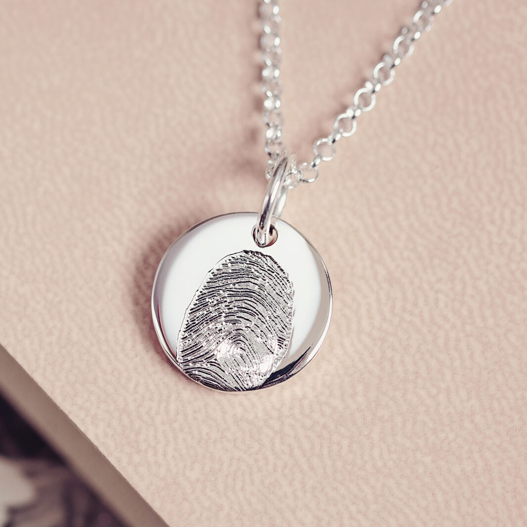 Memorial Fingerprint Round Necklace