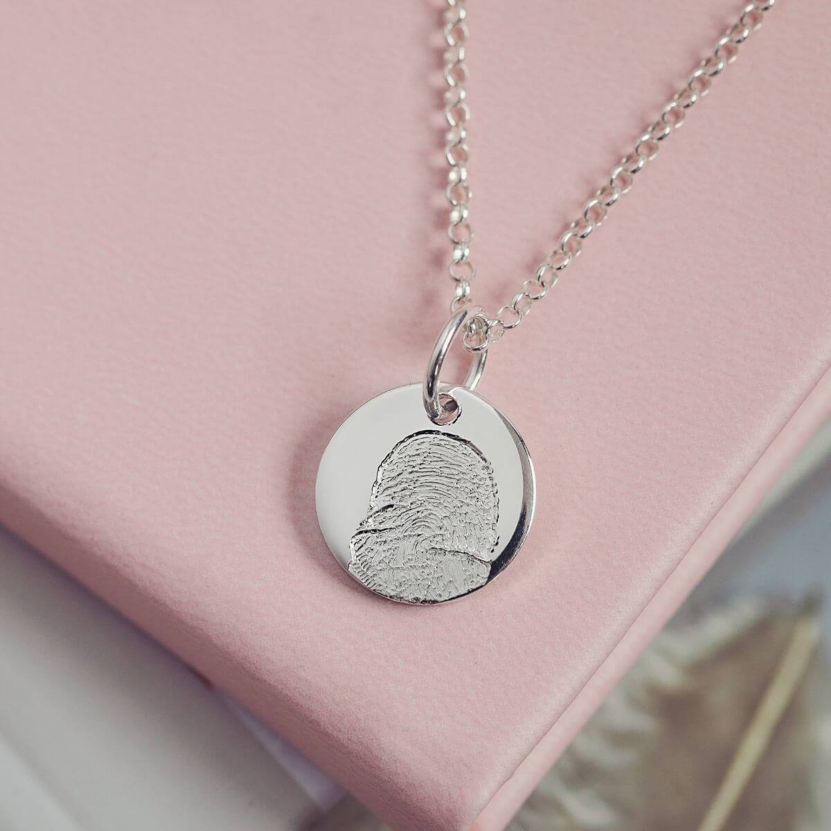 Memorial Fingerprint Round Necklace Necklace Handonheartjewellery