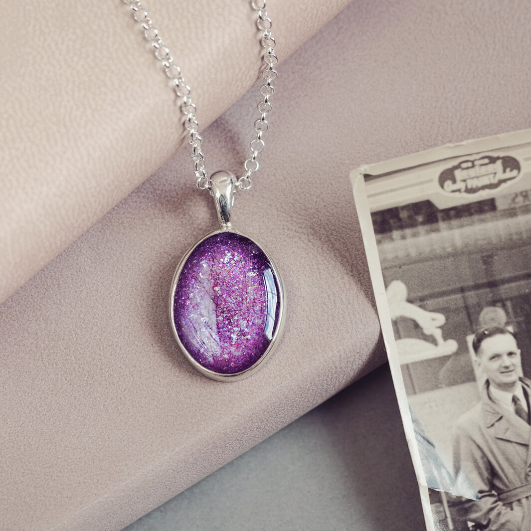 Memorial Hair Oval Pendant Necklace