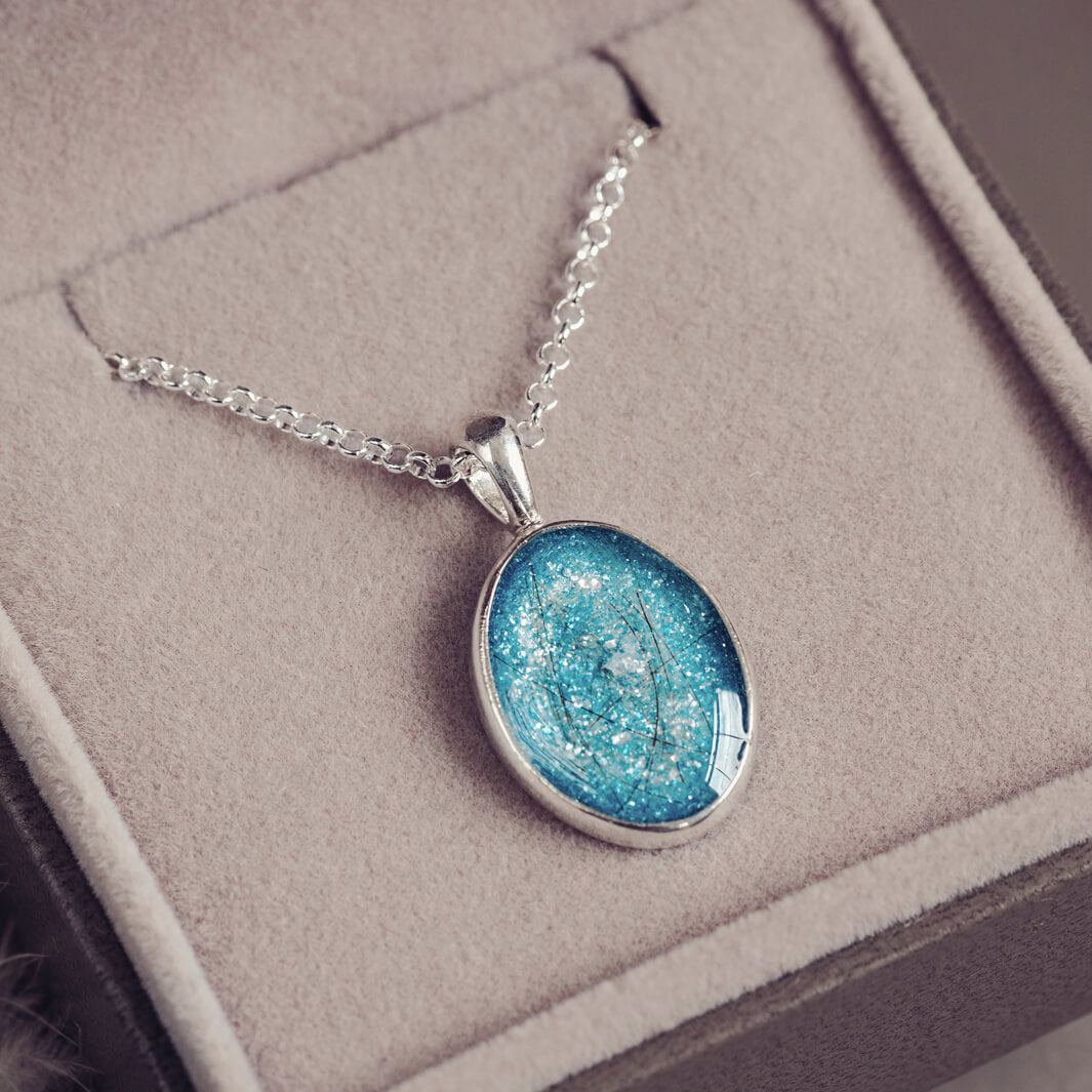 Memorial Hair Oval Pendant Necklace