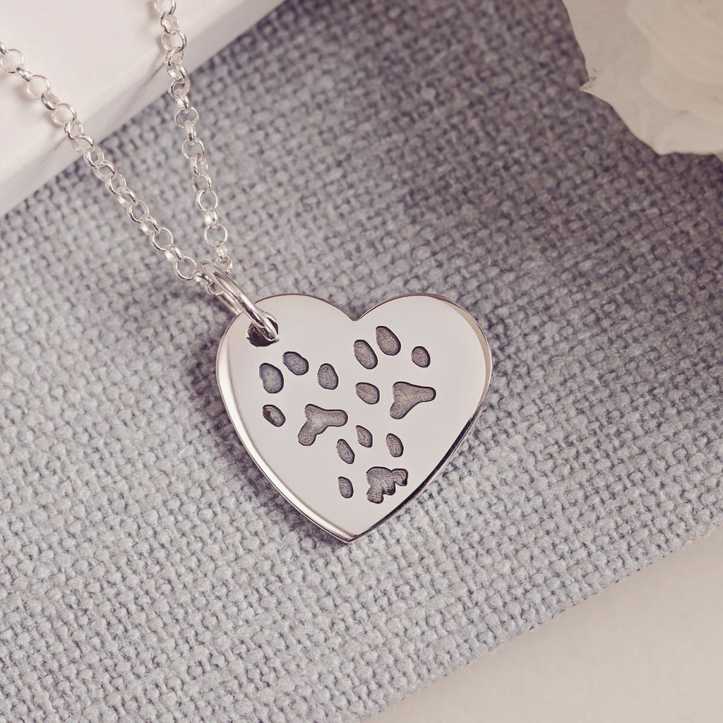Personalised paw & Heart Necklace with Engraving, Rose Gold | Someone  Remembered