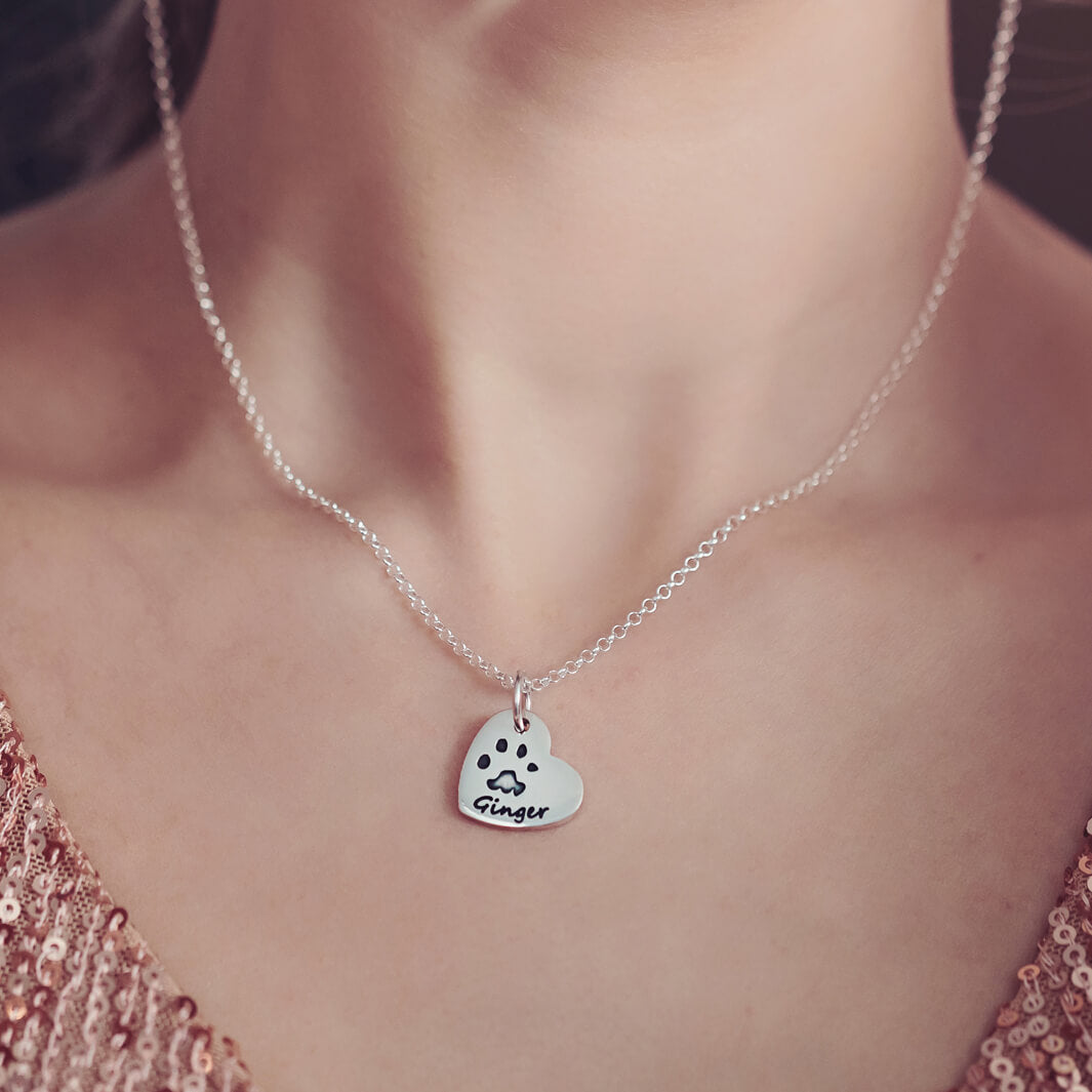 Pawprint Small Heart Necklace